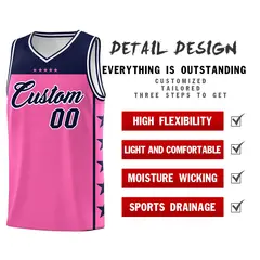 Pink Navy Star Pattern Team Basketball Jersey 2
