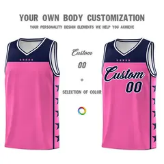 Pink Navy Star Pattern Team Basketball Jersey 3