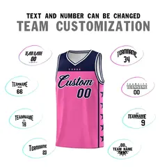Pink Navy Star Pattern Team Basketball Jersey 4