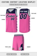 Pink Navy Star Pattern Team Basketball Jersey 5