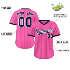 Pink Navy Stripe Authentic Pullover Baseball Jersey 2
