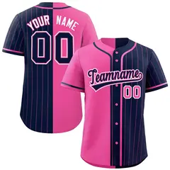 Pink Navy Stripe-Solid Combo Authentic Baseball Jersey