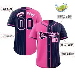 Pink Navy Stripe-Solid Combo Authentic Baseball Jersey 2