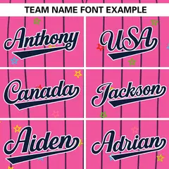 Pink Navy Stripe Star Pattern Authentic Baseball Jersey 3
