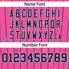 Pink Navy Stripe Star Pattern Authentic Baseball Jersey 4