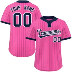 Pink Navy Stripe Two-Button Softball Jersey
