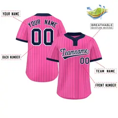 Pink Navy Stripe Two-Button Softball Jersey 2