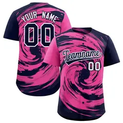 Pink Navy Swirl Graffiti Baseball Jersey 1