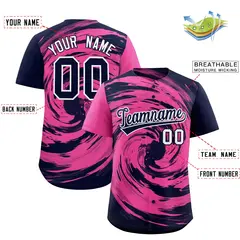 Pink Navy Swirl Graffiti Baseball Jersey 2