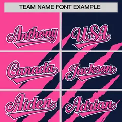 Pink Navy Tiger Claw Scratch Split Baseball Jersey 3