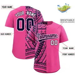 Pink Navy Tribal Split Baseball Jersey 2