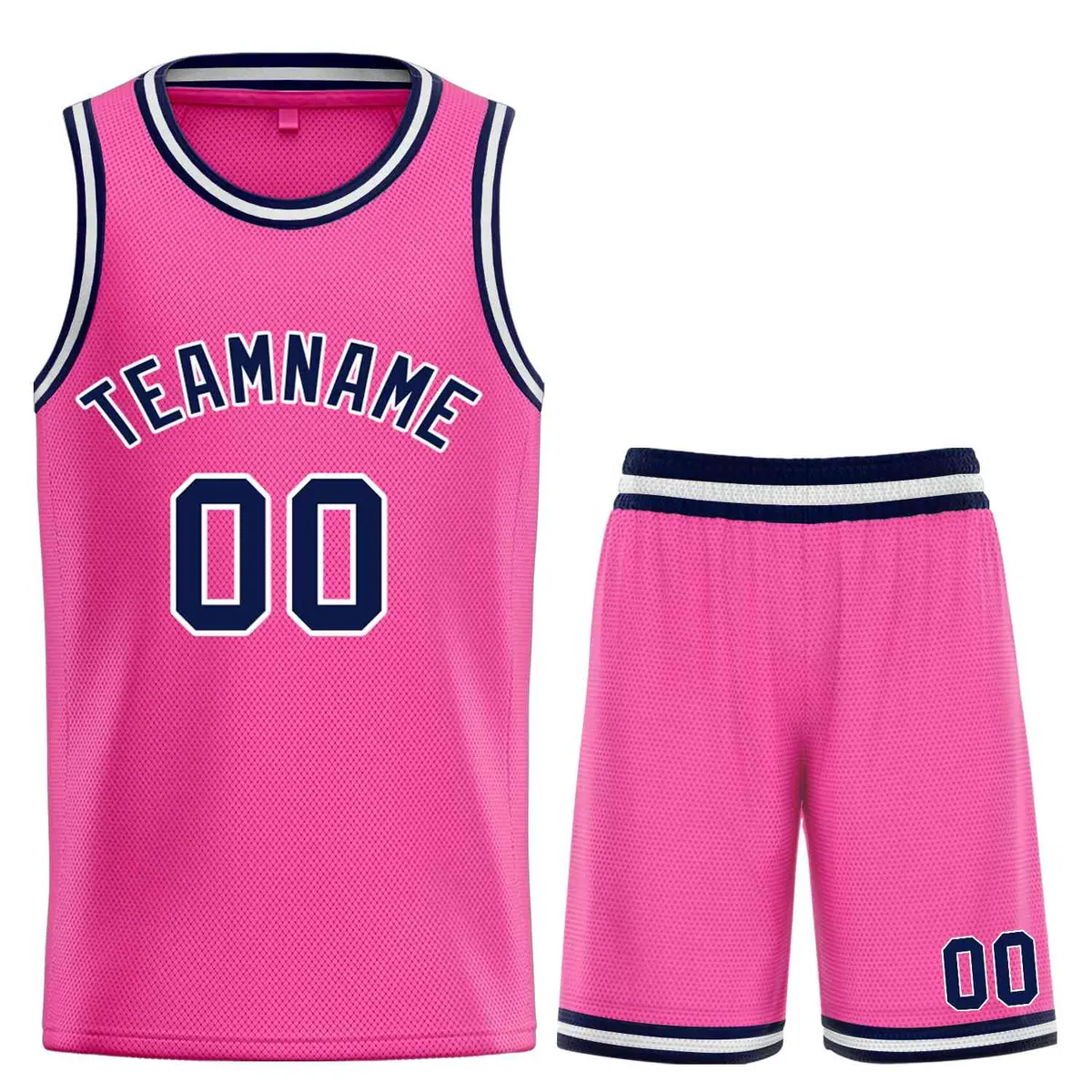 Pink Navy-White Bull Classic Sets Basketball Jersey