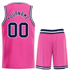 Pink Navy-White Bull Classic Sets Basketball Jersey 2