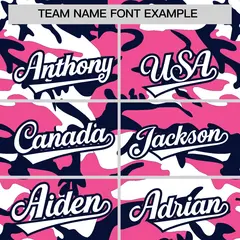 Pink Navy White Camo Gradient Fashion Baseball Jersey 3