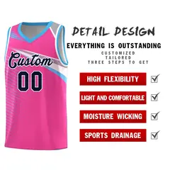 Pink Navy-White Chest Color Block Basketball Jersey 5