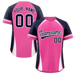Pink Navy-White Color Block Authentic Baseball Jersey 1