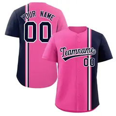 Pink Navy-White Color Block Authentic Baseball Jersey 1