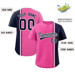 Pink Navy-White Color Block Authentic Baseball Jersey 2