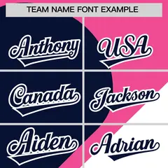Pink Navy White Half Heart Color Block Baseball Jersey 3