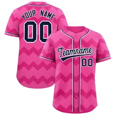 Pink Navy-White Ripple Design Authentic Baseball Jersey