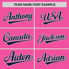 Pink Navy-White Stripe Raglan Two-Button Softball Jersey 3