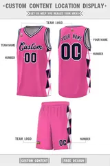 Pink Navy-White Triangle Splicing Basketball Jersey 2