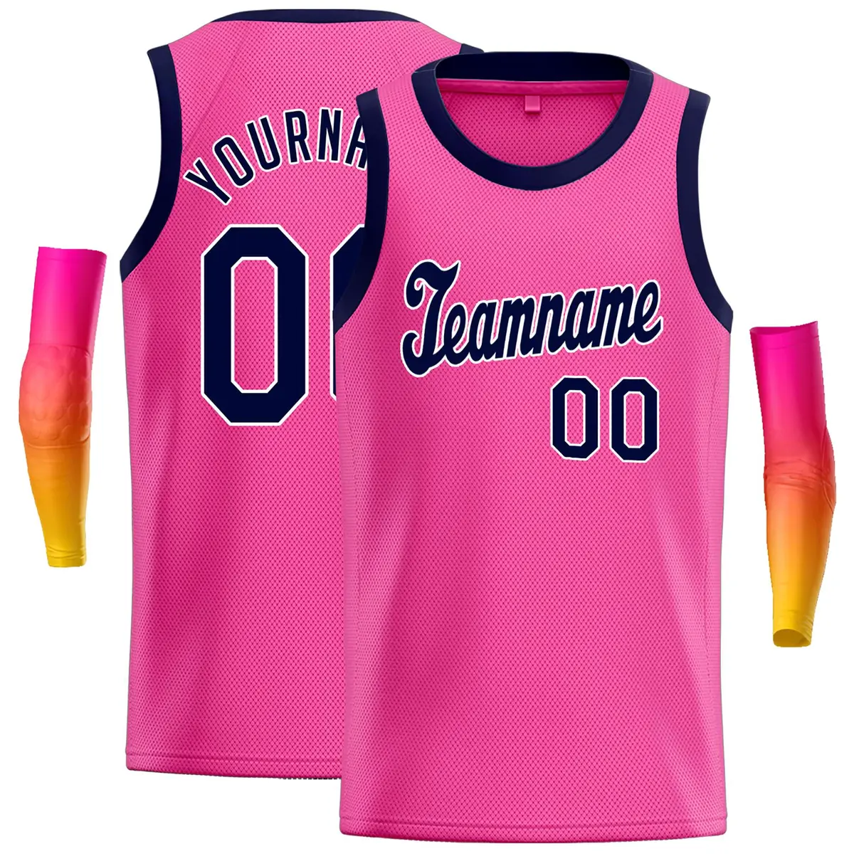 Pink Navy-Yellow Classic Casual Basketball Jersey