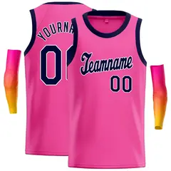 Pink Navy-Yellow Classic Casual Basketball Jersey