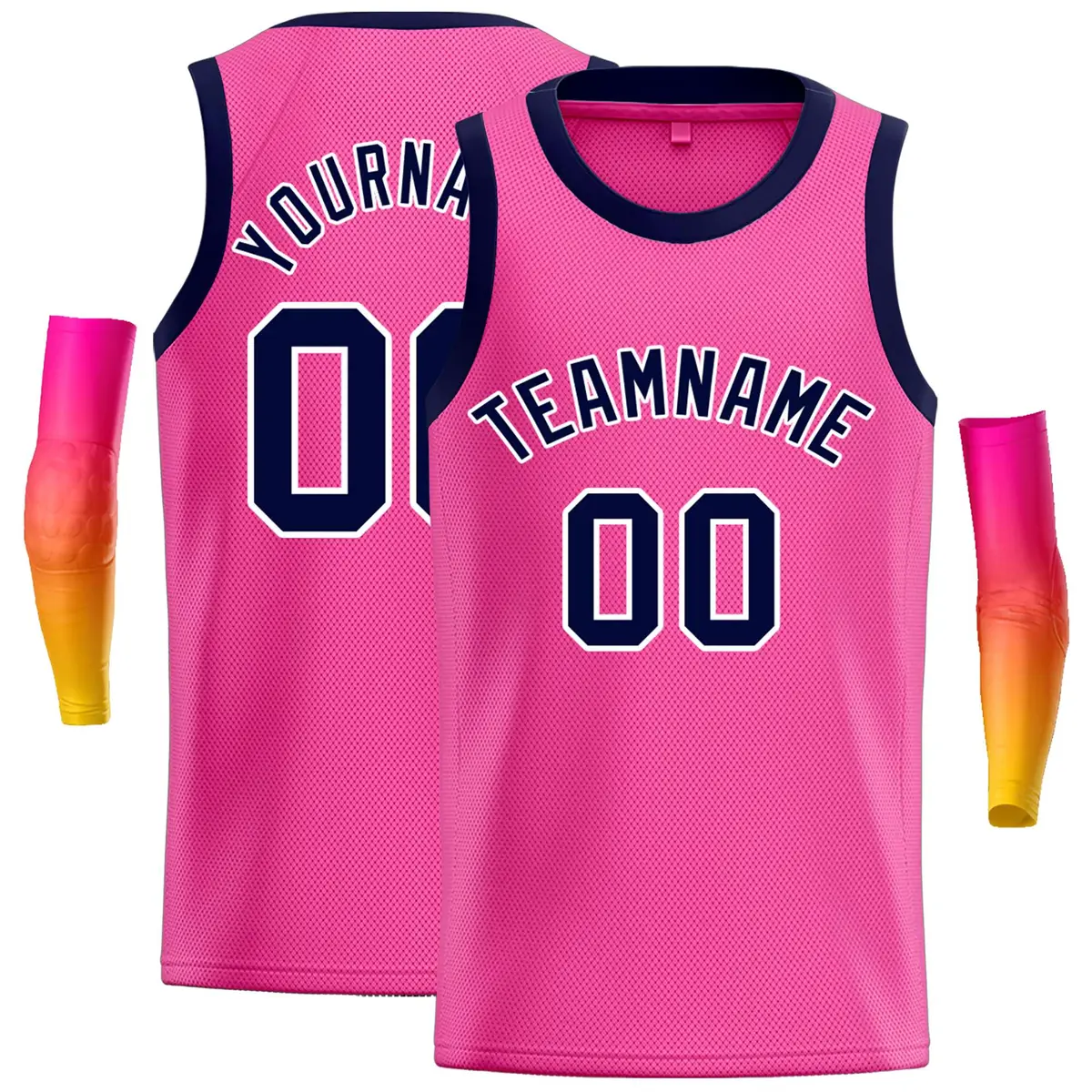 Pink Navy-Yellow Classic Casual Basketball Jersey
