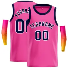 Pink Navy-Yellow Classic Casual Basketball Jersey