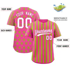 Pink Neon Green American Flag Graffiti Baseball Jersey 2