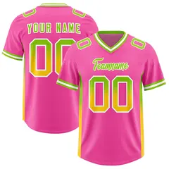 Pink Neon Green and Gold Gradient Sides Football Jersey 1