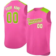 Pink Neon Green Classic Sleeveless Baseball Jersey 1