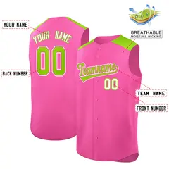 Pink Neon Green Classic Sleeveless Baseball Jersey 2