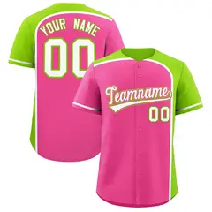 Pink Neon Green Color Block Authentic Baseball Jersey 1