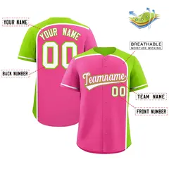 Pink Neon Green Color Block Authentic Baseball Jersey 2