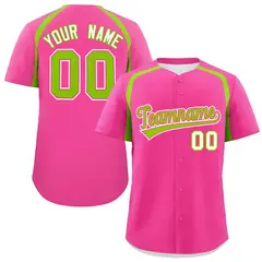 Pink Neon Green Color Block Authentic Baseball Jersey 1