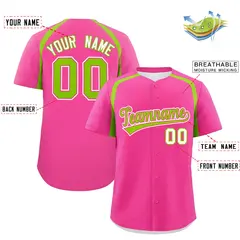 Pink Neon Green Color Block Authentic Baseball Jersey 2