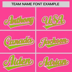 Pink Neon Green Contrast Raglan Sleeves Baseball Jersey 3