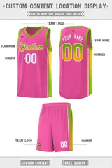 Pink Neon Green-Gold Gradient Basketball Jersey 2