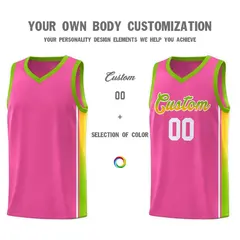 Pink Neon Green-Gold Gradient Basketball Jersey 3
