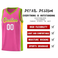 Pink Neon Green-Gold Gradient Basketball Jersey 5