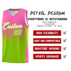 Pink Neon Green Gradient Basketball Jersey Sports Uniform 2