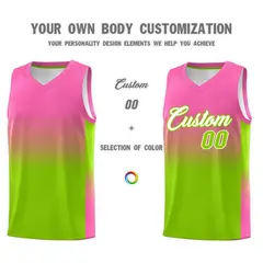 Pink Neon Green Gradient Basketball Jersey Sports Uniform 3