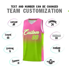 Pink Neon Green Gradient Basketball Jersey Sports Uniform 4