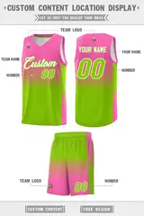 Pink Neon Green Gradient Basketball Jersey Sports Uniform 5