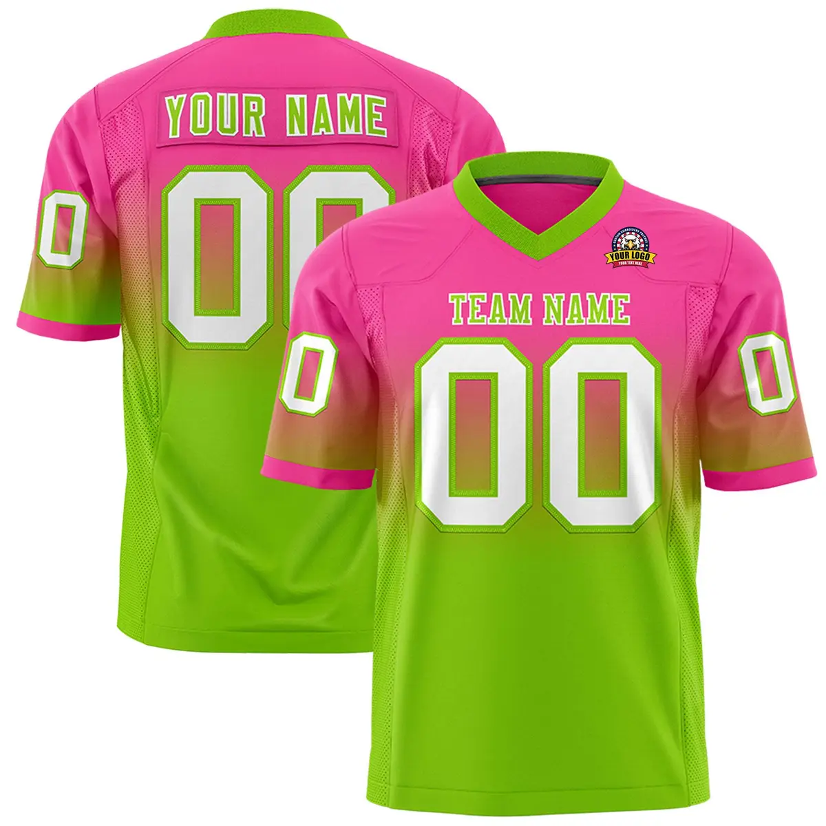 Pink Neon Green Gradient Fashion Authentic Football Jersey