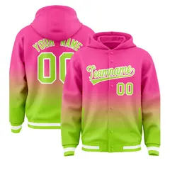 Pink Neon Green Gradient Letterman Varsity Jacket Hoodie 1