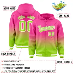 Pink Neon Green Gradient Letterman Varsity Jacket Hoodie 4