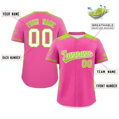Pink Neon Green Gradient Star Pattern Baseball Jersey 2